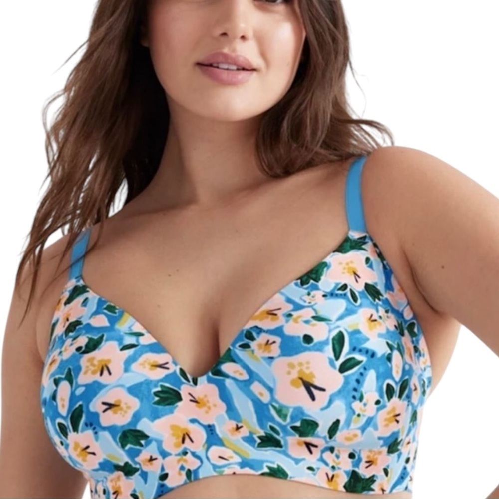 Knix Wing Woman Bra- Wireless Bra- Blue Bouquet- Size 3